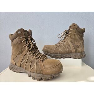 Reebok Work RB3450 Men’s 8.5 Steel Toe Tactical Boots Tan DMX Ride Zipper Desert